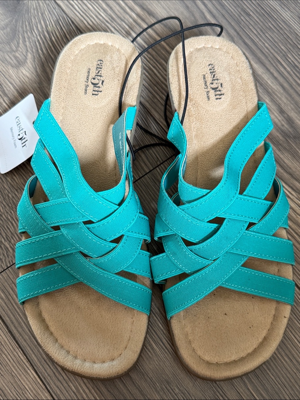Easy Spirit Turquoise Braided Slide Sandals